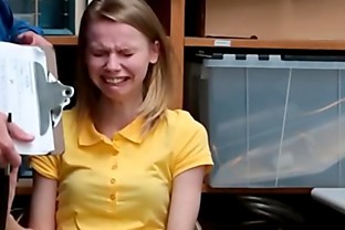 Crying small russian teen thief humiliated by a officer